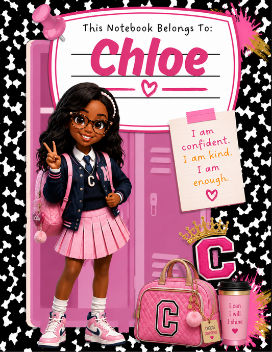 Composition Notebook | African American School Girl Notebook | Wide Ruled Journal